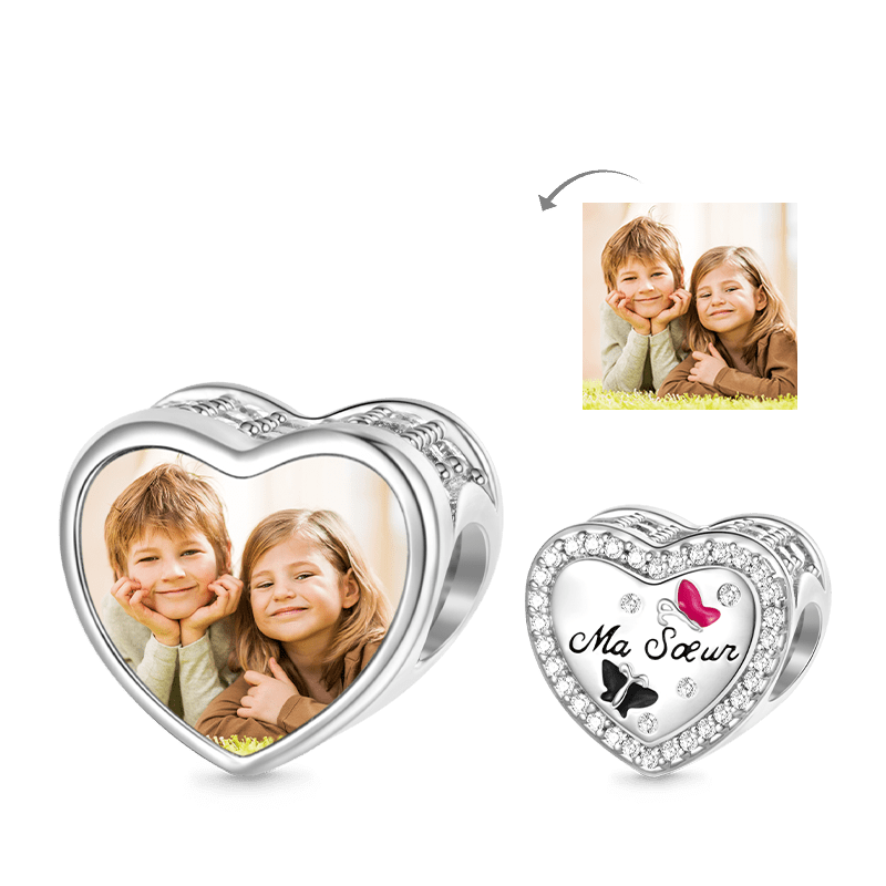 Gnoce Love "My Sister" Heart Personalized Photo Charm_1