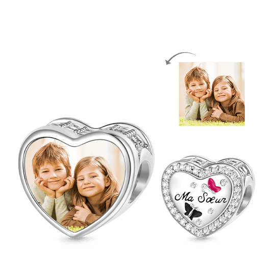 Gnoce Love "My Sister" Heart Personalized Photo Charm_1
