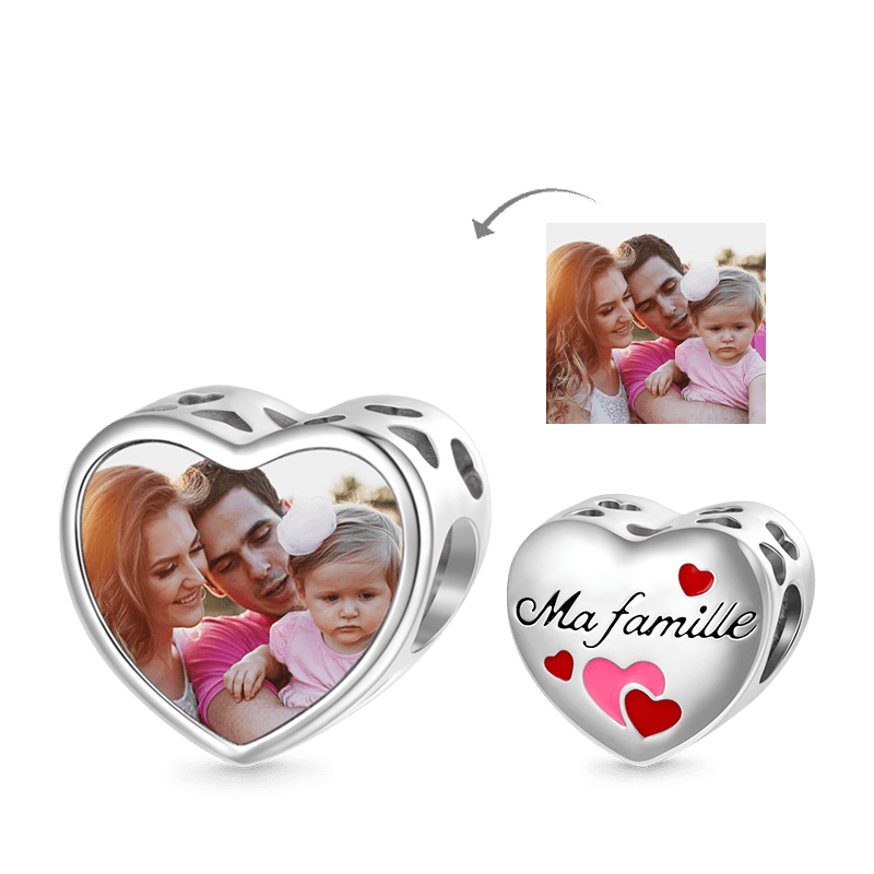 Gnoce Love "My Family" Heart Personalized Photo Charm_1