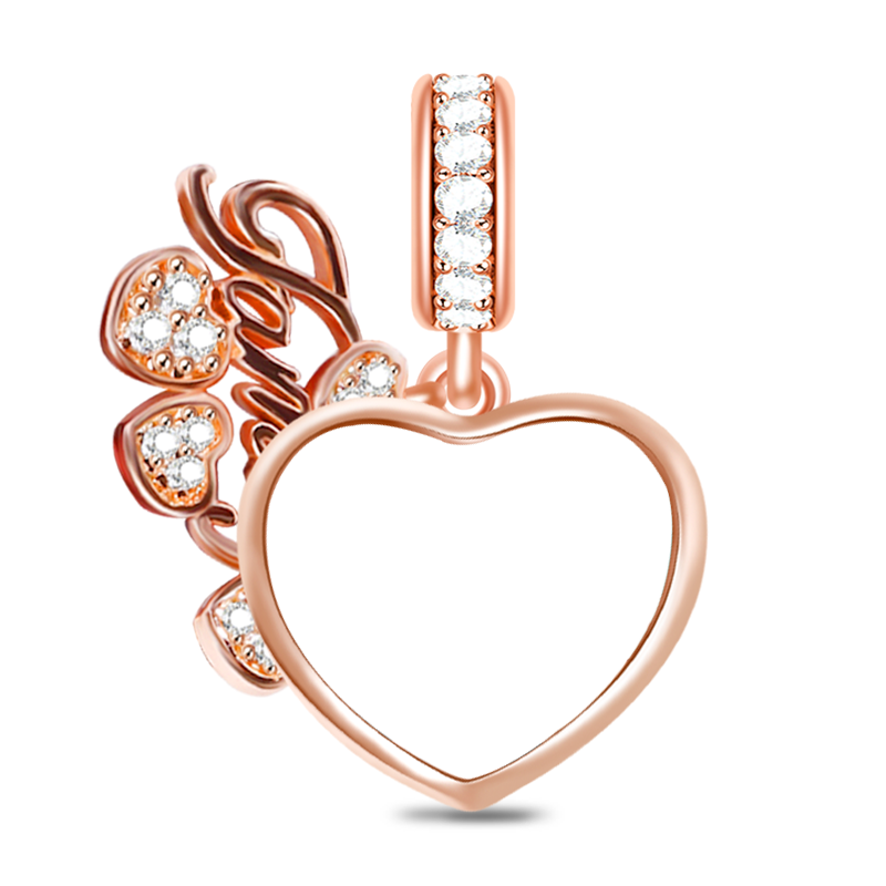 Gnoce "Family Is Life" Photo Charm Pendant 18k Rose Gold Plated Sterling Silver_3