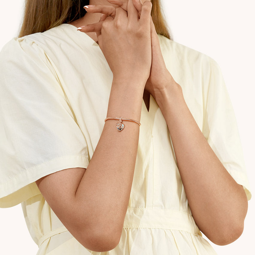 Gnoce "Family Is Life" Photo Charm Pendant 18k Rose Gold Plated Sterling Silver_4