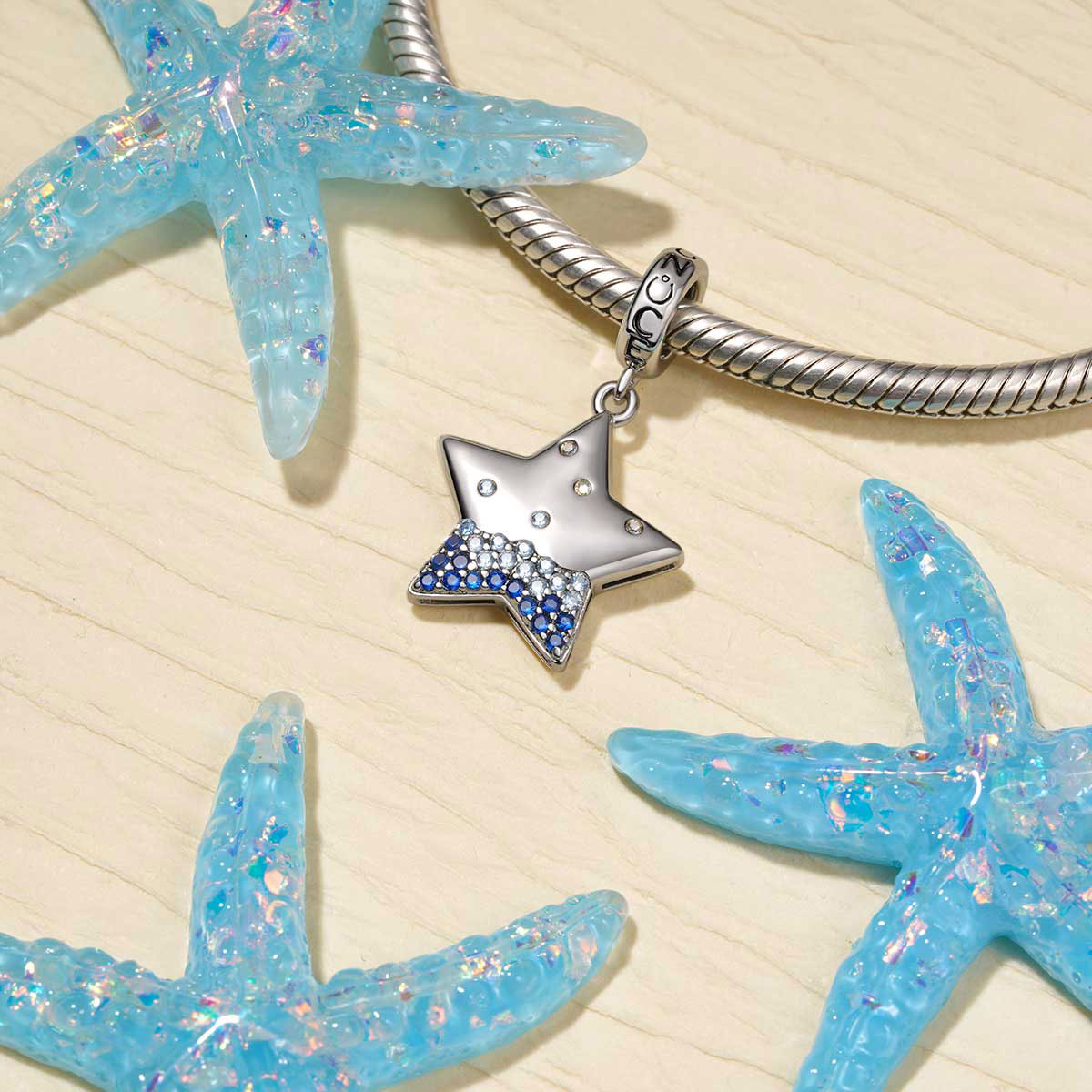 Gnoce Sparkling Star Engravable Pendant Dangle Charm_5