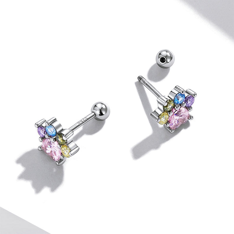 Gnoce Colorful Zircon Paw Earrings_4