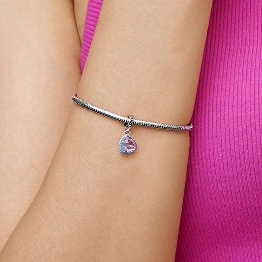 Gnoce Gradient Light Purple Heart-shaped Pendant Dangle Charm_5