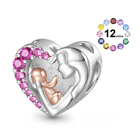 Gnoce Mom Hugs Baby Birthstone Engravable Charm_1