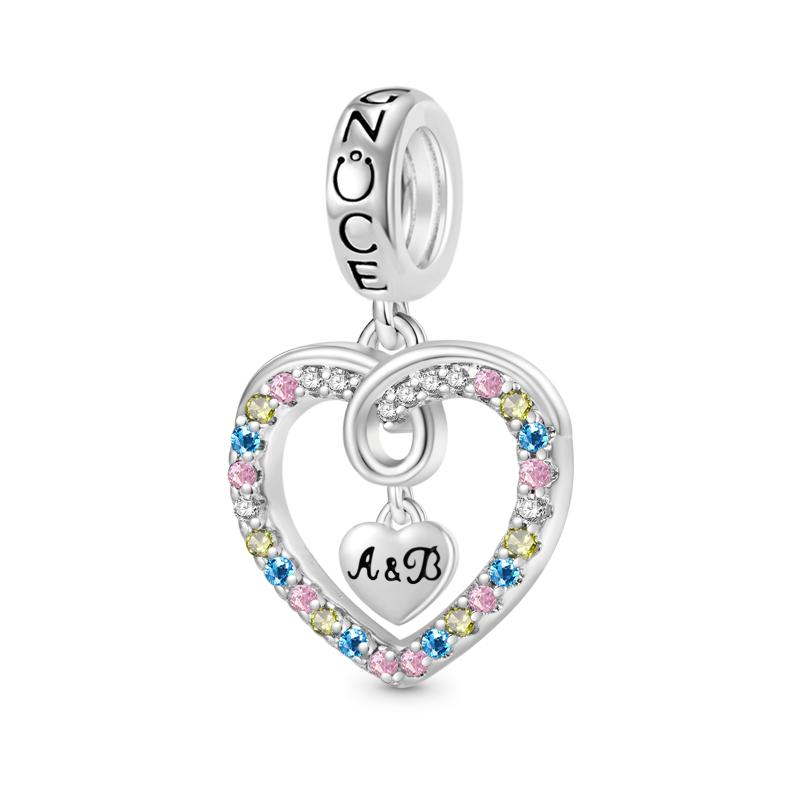 Gnoce Colorful Heart Engravable Pendant Dangle Charm_1