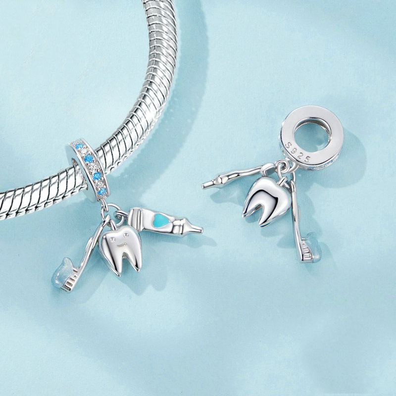 Gnoce Toothbrush, Toothpaste & Mini Tooth Pendant Dangle Charm_2