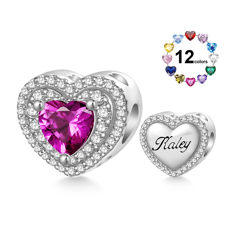 Gnoce Heart Birthstone Engravable Name Charm_1