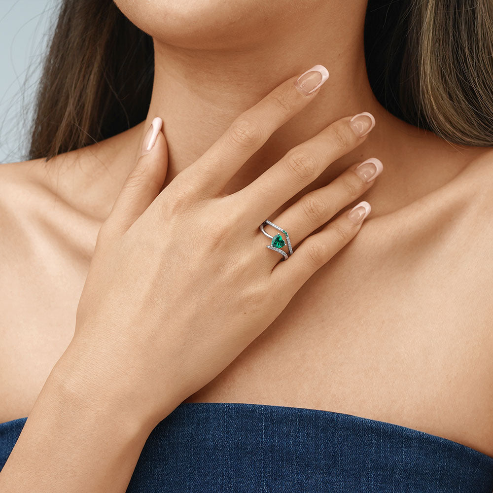 Gnoce Emerald Heart Cut Stackable Ring Set_4