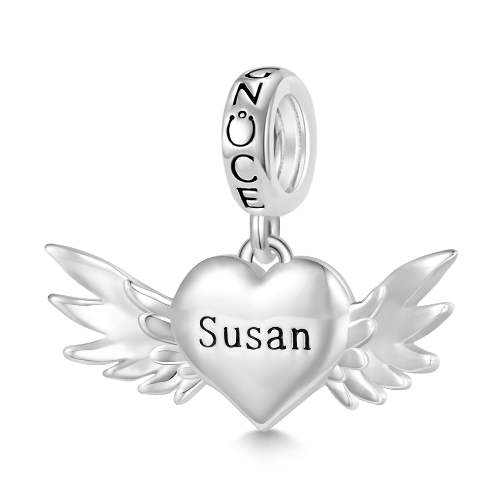 Gnoce Engravable Love Wings Pendant Dangle Charm_1