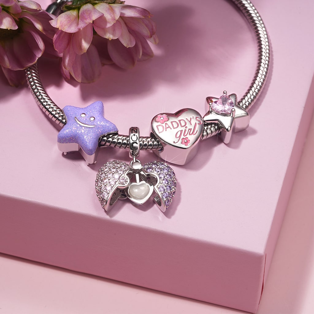 Gnoce DADDY'S Girl Love Heart Personalized Photo Charm_3