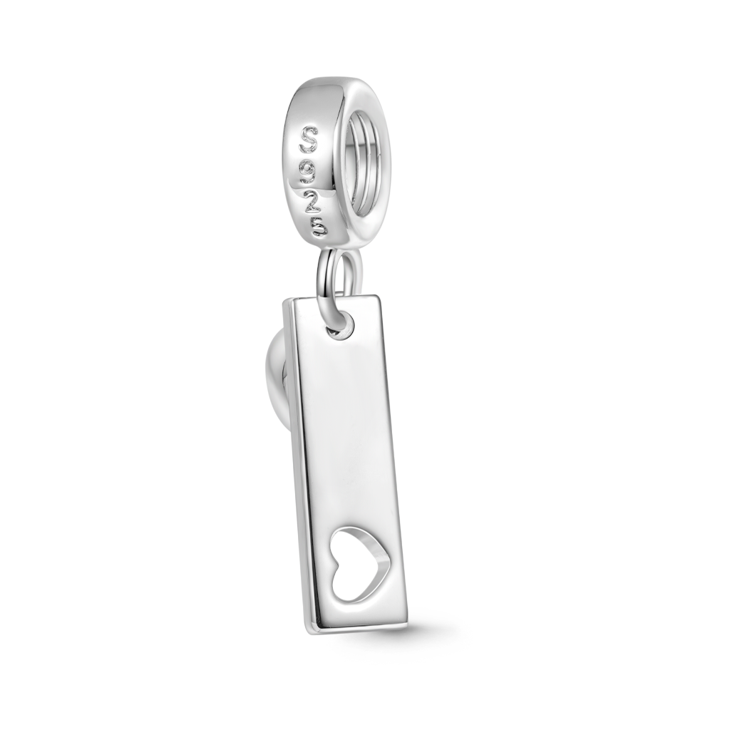 Gnoce Engravable Tag Heart Birthstone Pendant Dangle Charm_3