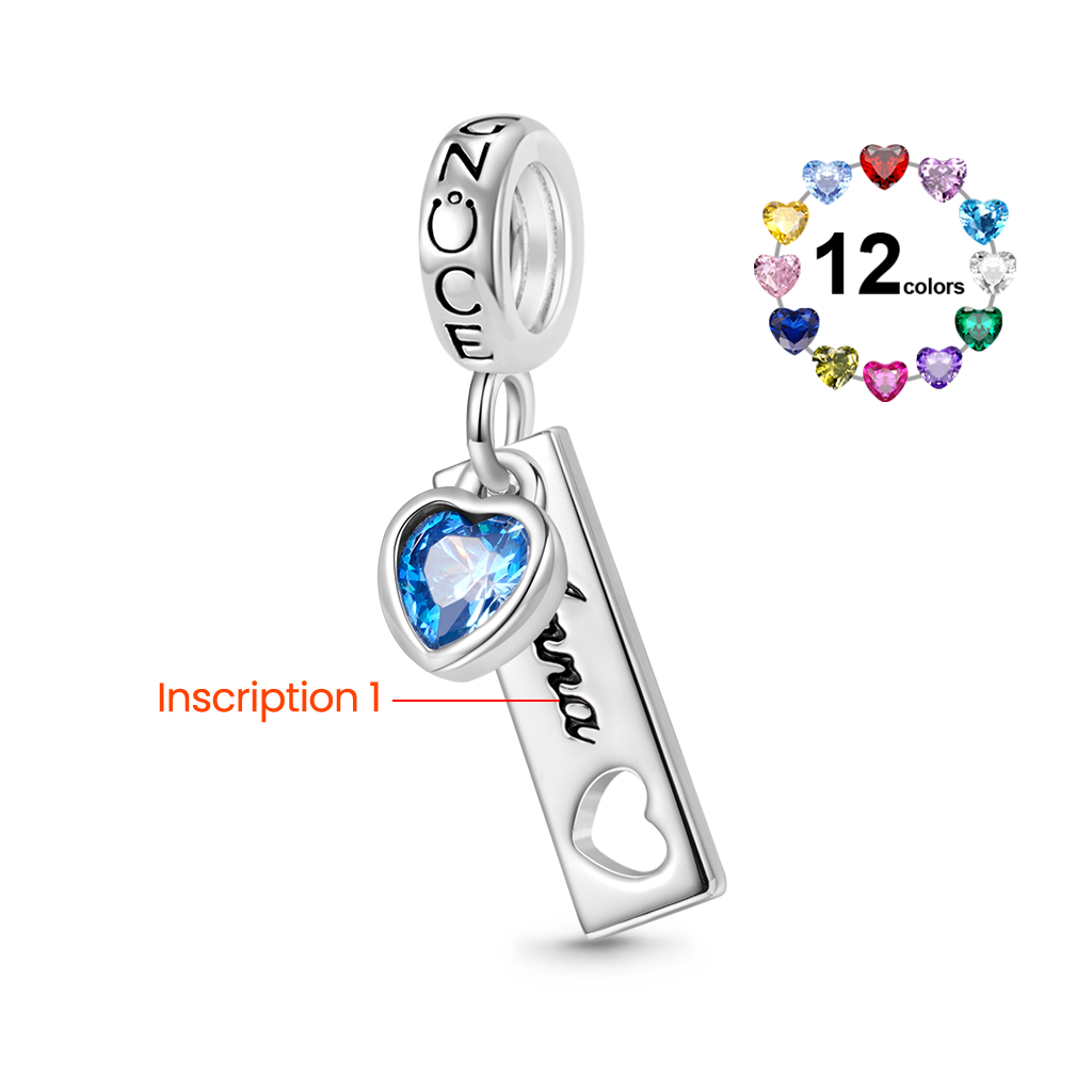 Gnoce Engravable Tag Heart Birthstone Pendant Dangle Charm_2