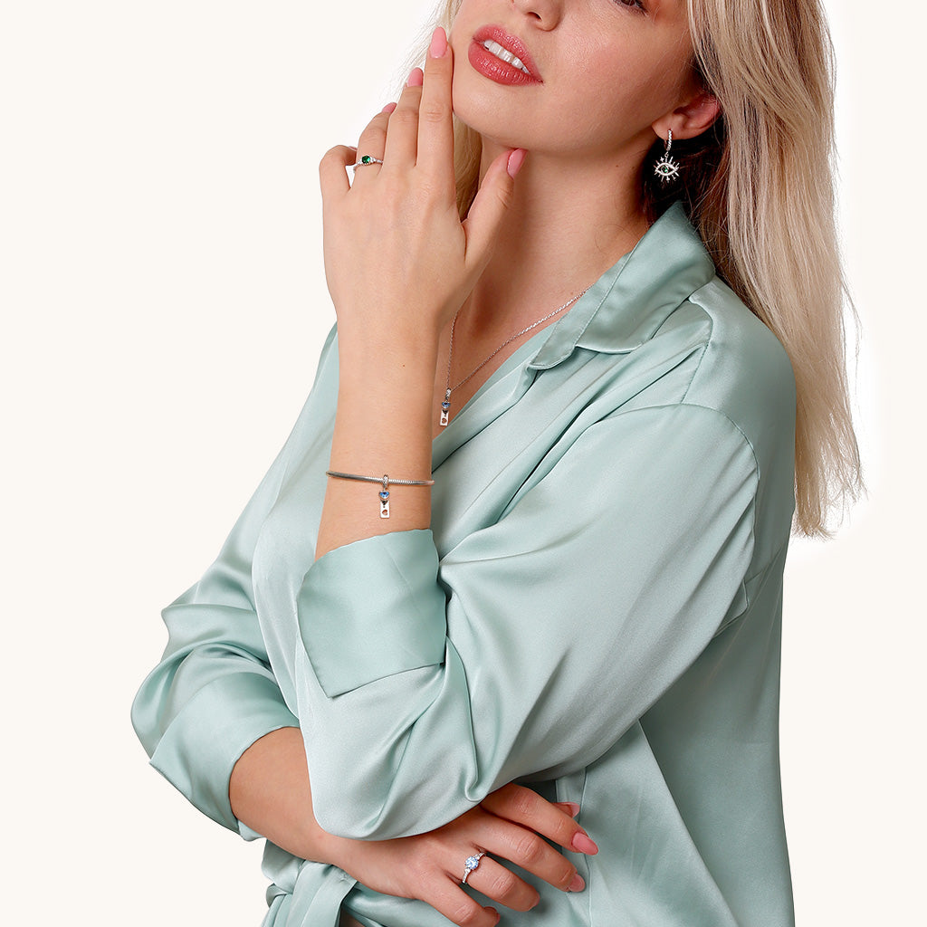 Gnoce Engravable Tag Heart Birthstone Pendant Dangle Charm_5