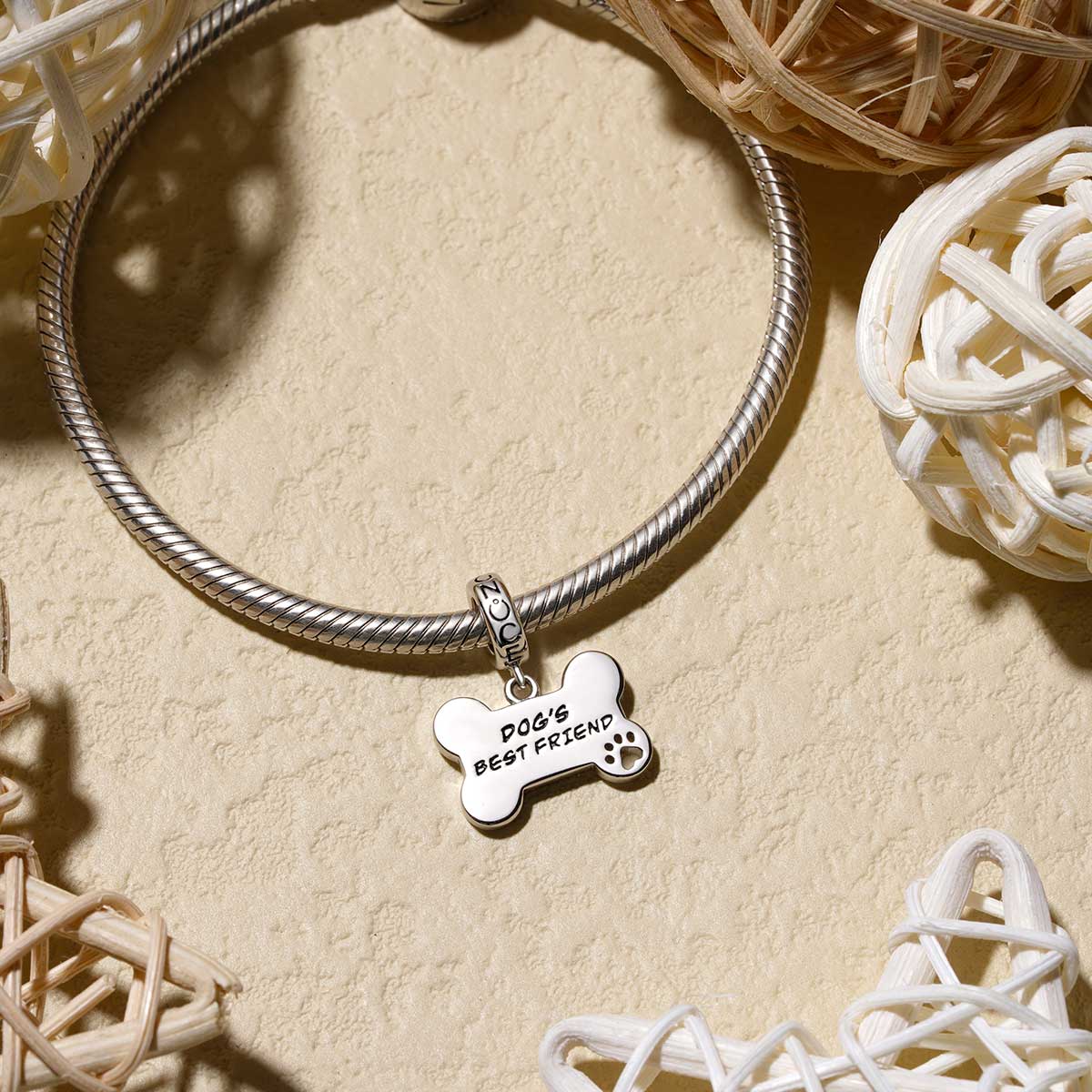 Gnoce Dog Loves Bone Engravable Pendant Dangle Charm_3