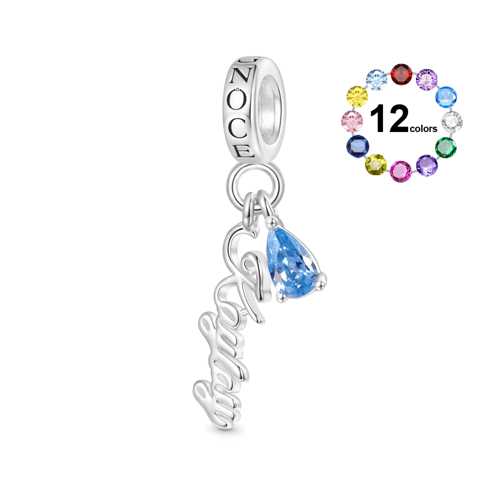 Gnoce Engravable Hollow Name Birthstone Pendant Dangle Charm_1