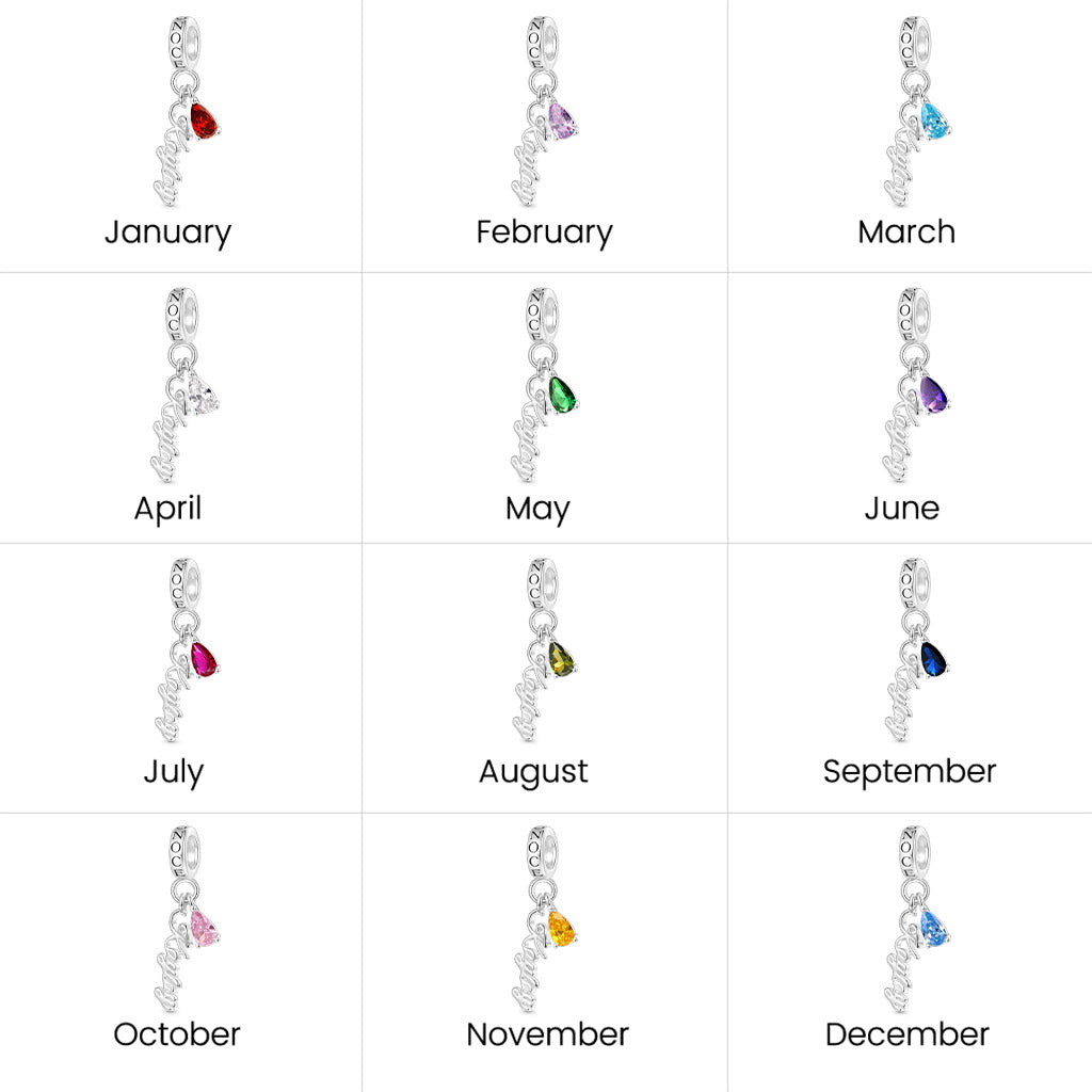 Gnoce Engravable Hollow Name Birthstone Pendant Dangle Charm_8