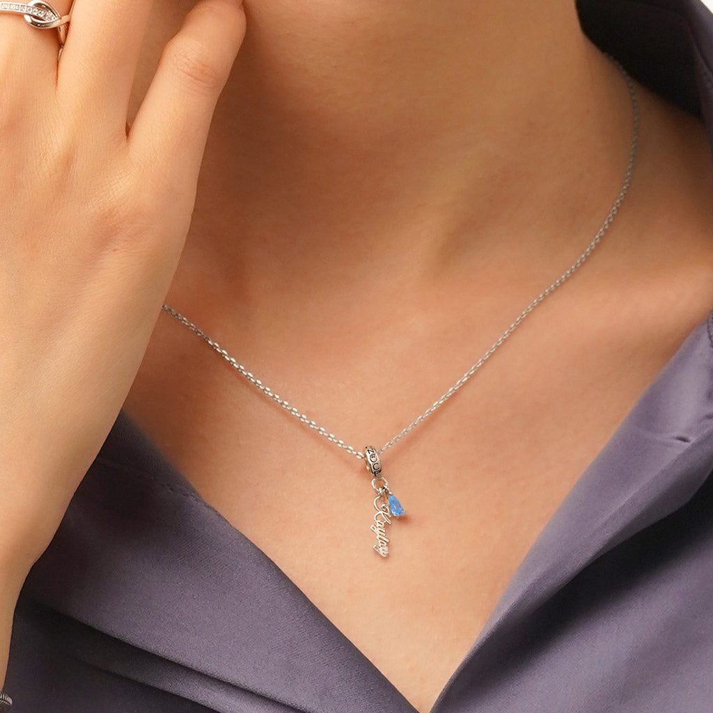 Gnoce Engravable Hollow Name Birthstone Pendant Dangle Charm_6