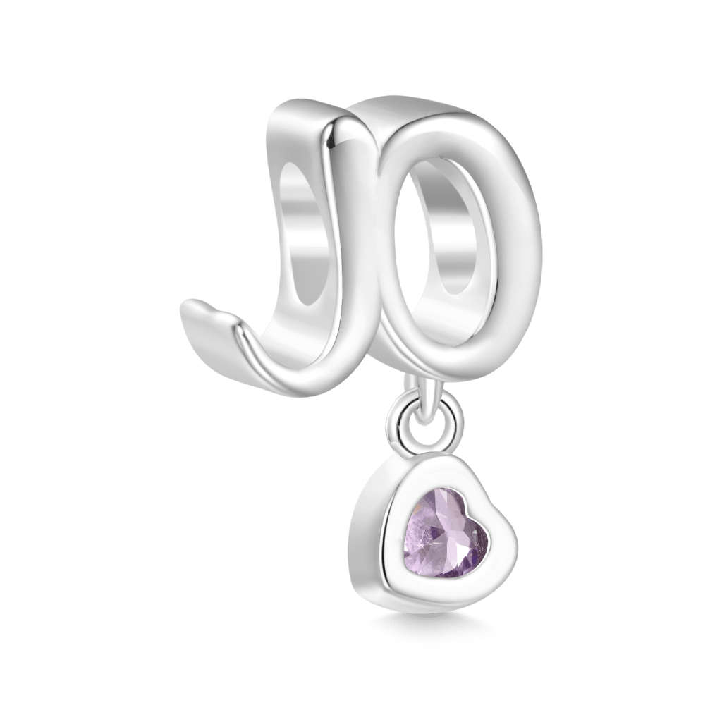 Gnoce Personalized Lowercase Letter Heart Birthstone Charm_4