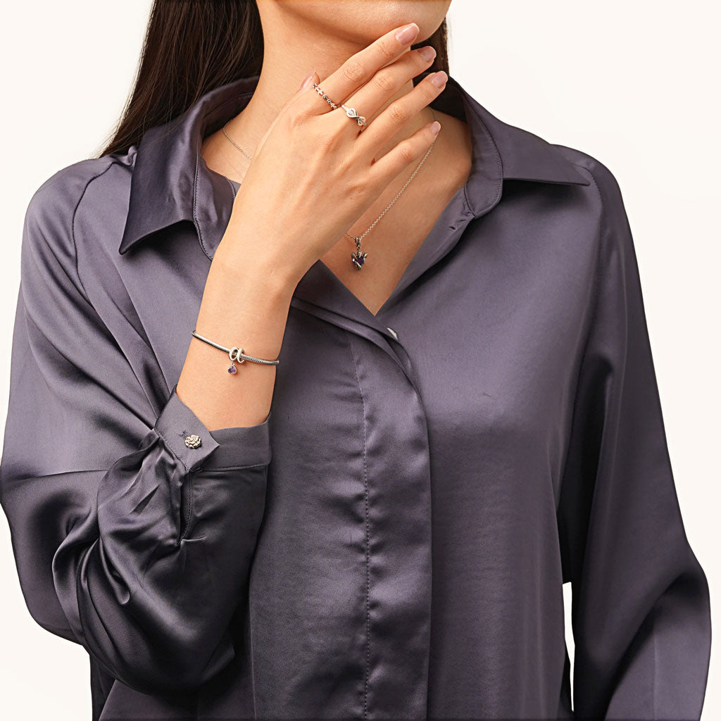 Gnoce Personalized Lowercase Letter Heart Birthstone Charm_6