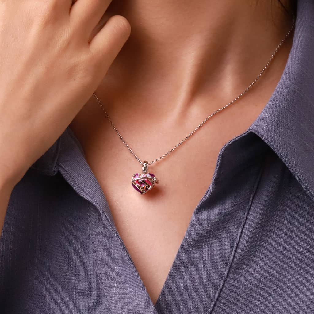 Gnoce Heart Solar System Wireless LED Glow Saturn Pendant Dangle Charm_7