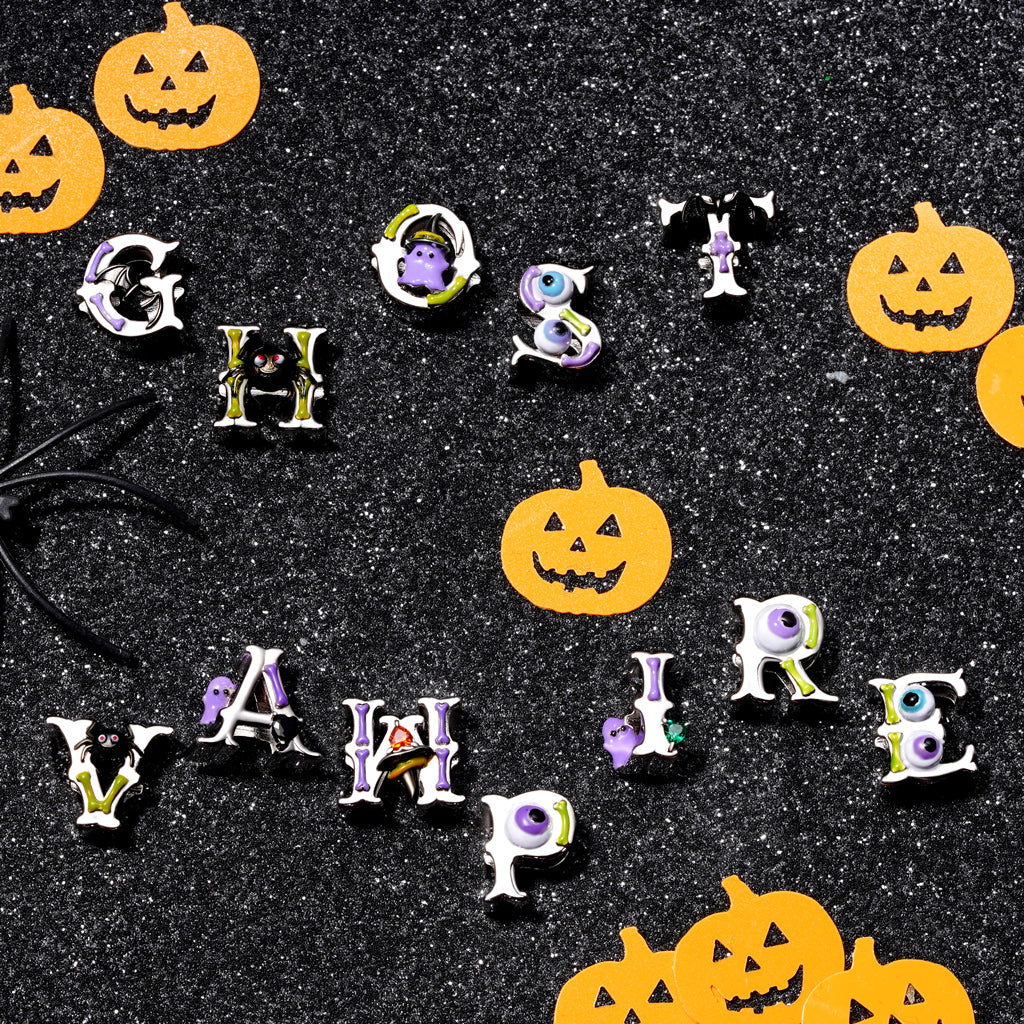 Gnoce Halloween Horror Elements Personalized Initial Letter Charm_5