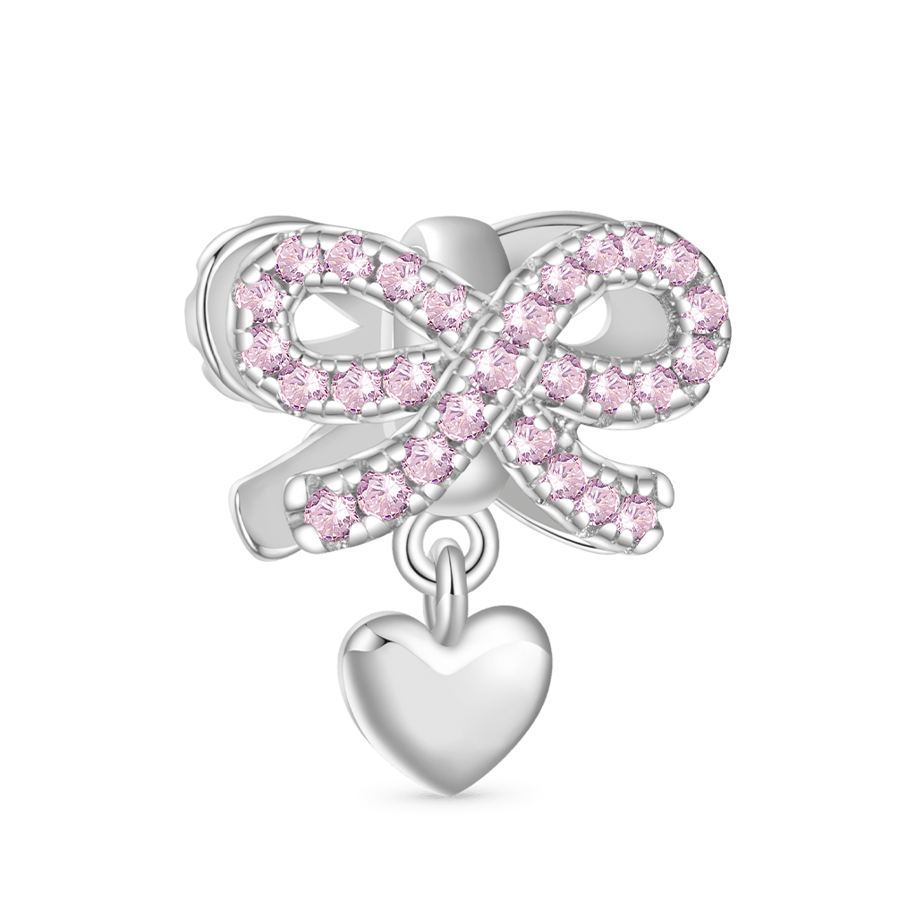Gnoce Heart Engravable Birthstone Bowknot Pendant Dangle Charm_3