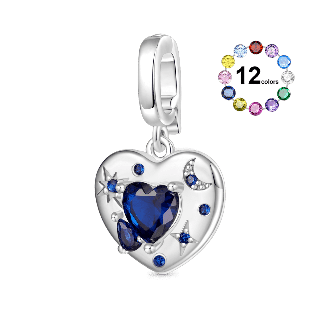 Gnoce Birthstone Heart Moon Clasp Clusters Charm_1