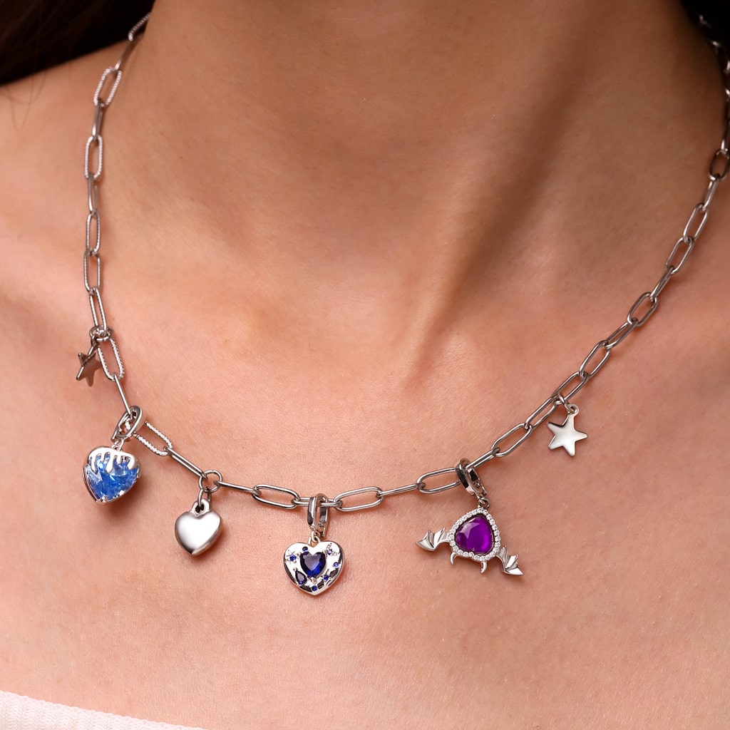 Gnoce Birthstone Heart Moon Clasp Clusters Charm_5