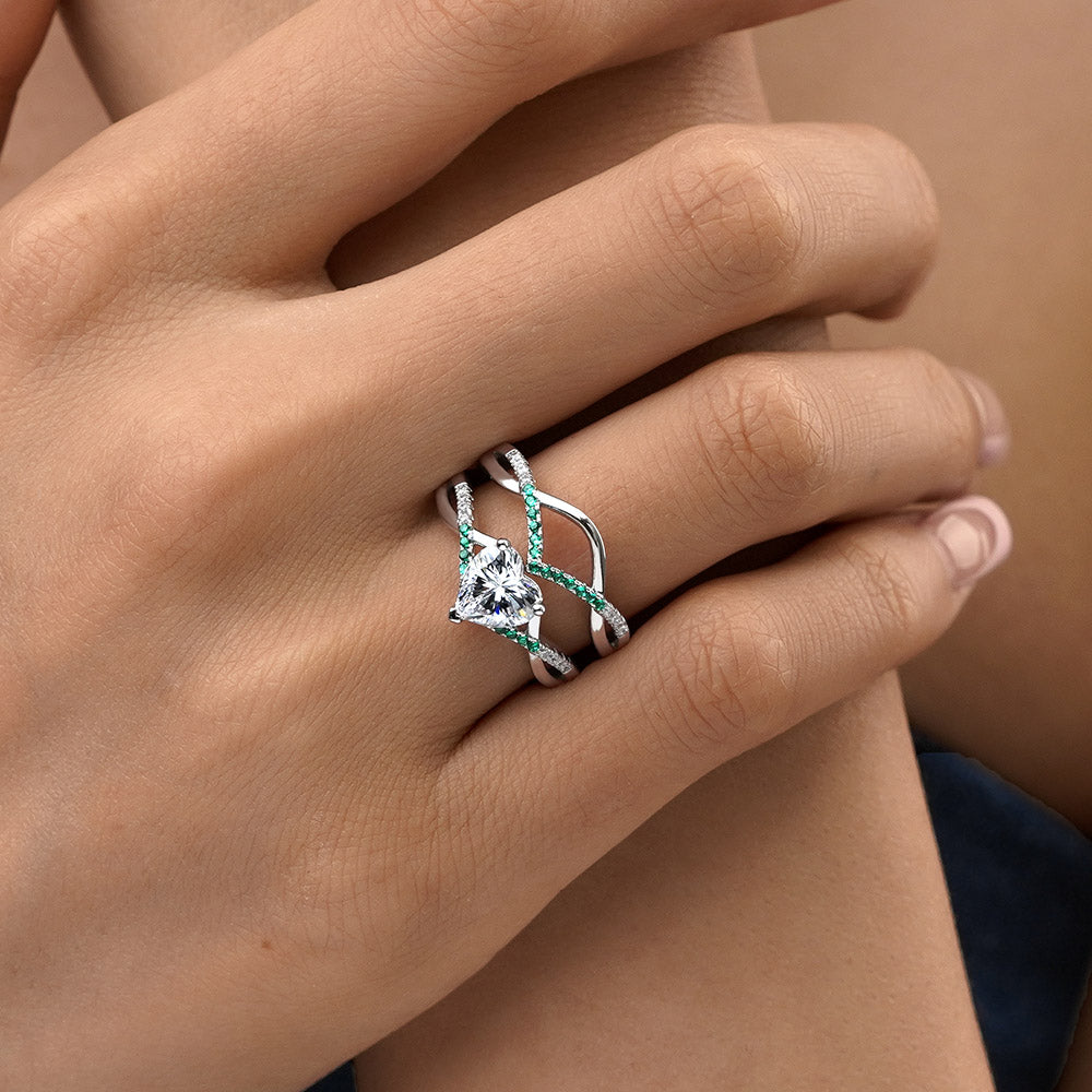 Gnoce Heart Cut Wishbone Stackable Ring Set_5