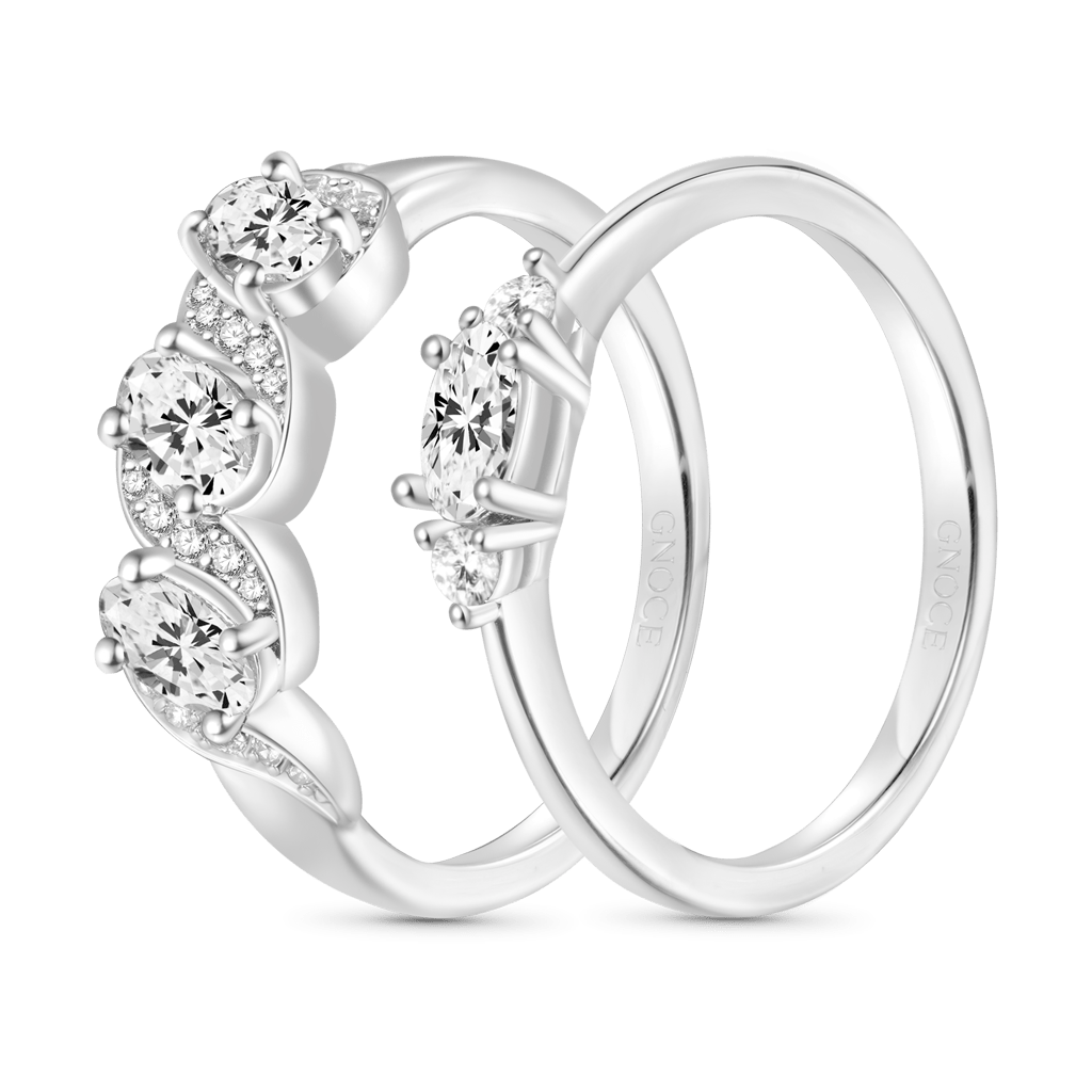 Gnoce White Diamond Anniversary Stackable Ring Set_2