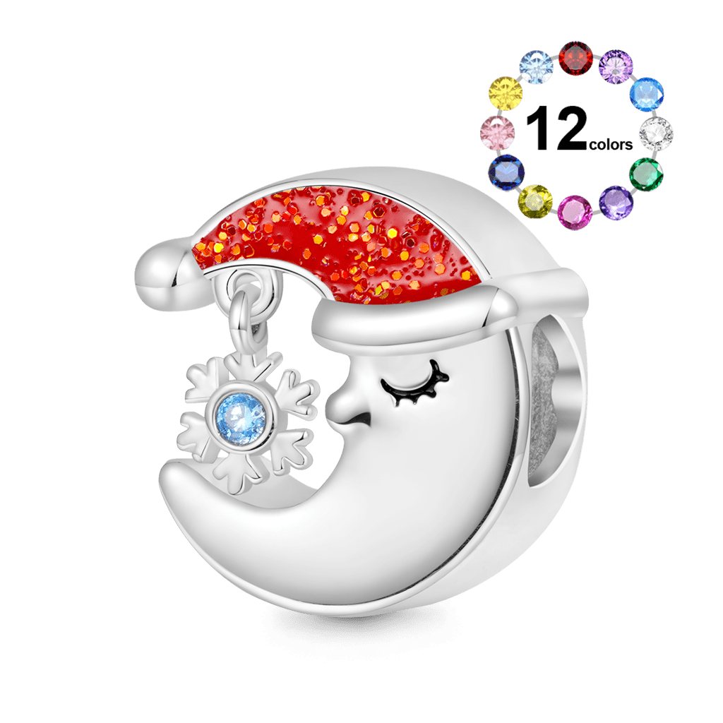 Gnoce Christmas Engravable Moon Birthstone Snowflake Charm_1