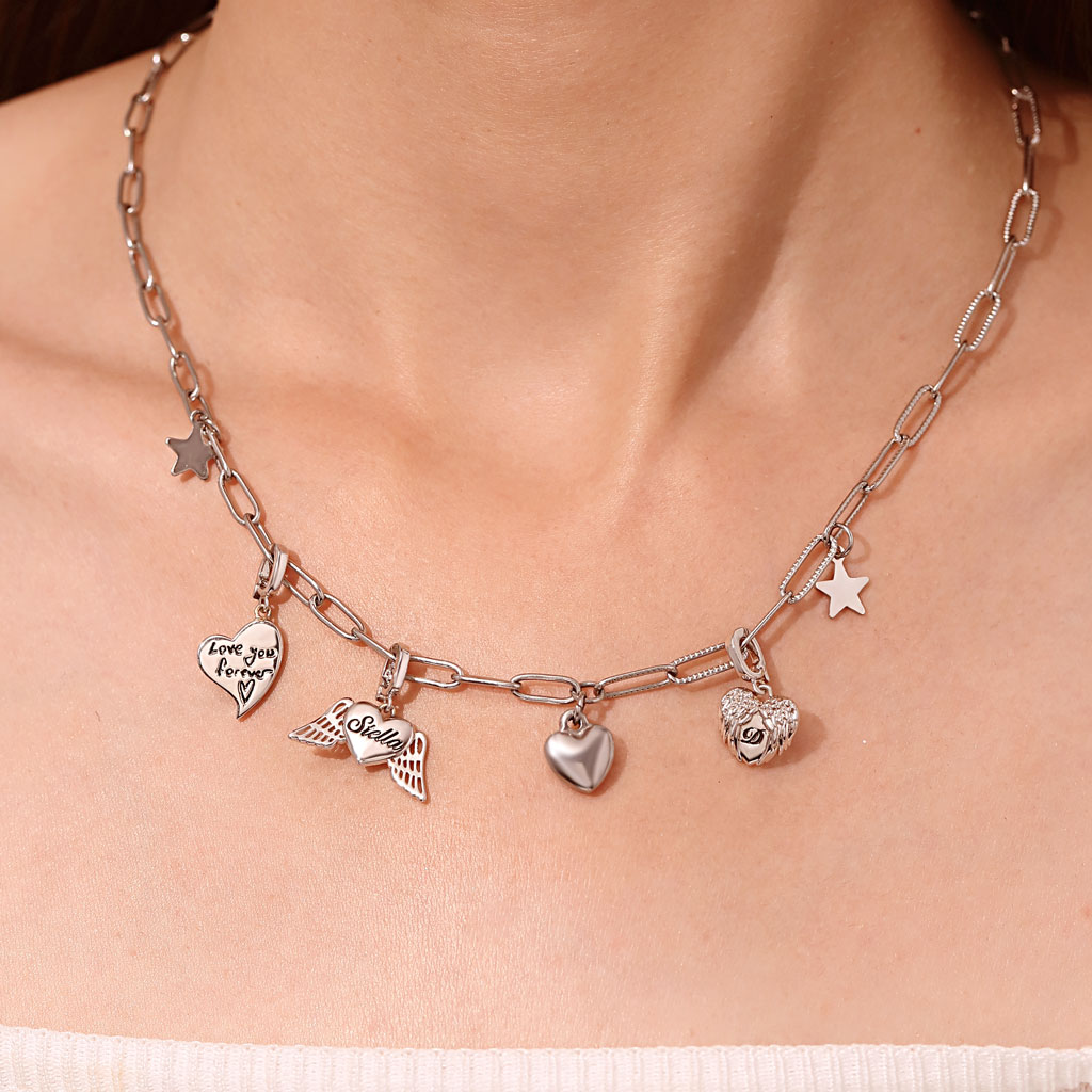 Gnoce Engravable ‘Love you forever’ Heart Anniversary Clasp Clusters Charm_6