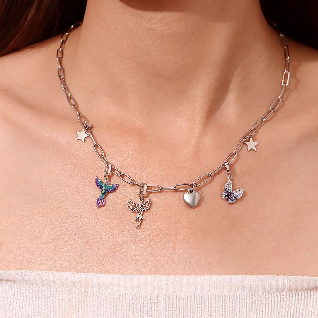 Gnoce Sterling Silver Phoenix Clasp Clusters Charm_5