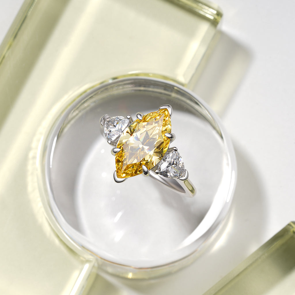 Gnoce Shiny Topaz High Carbon Diamond Promise Rings_2