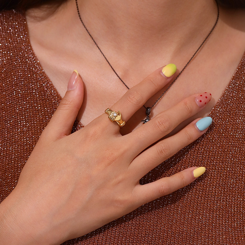 Gnoce Simple Zircon Hug Hand Stackable Ring Set_6