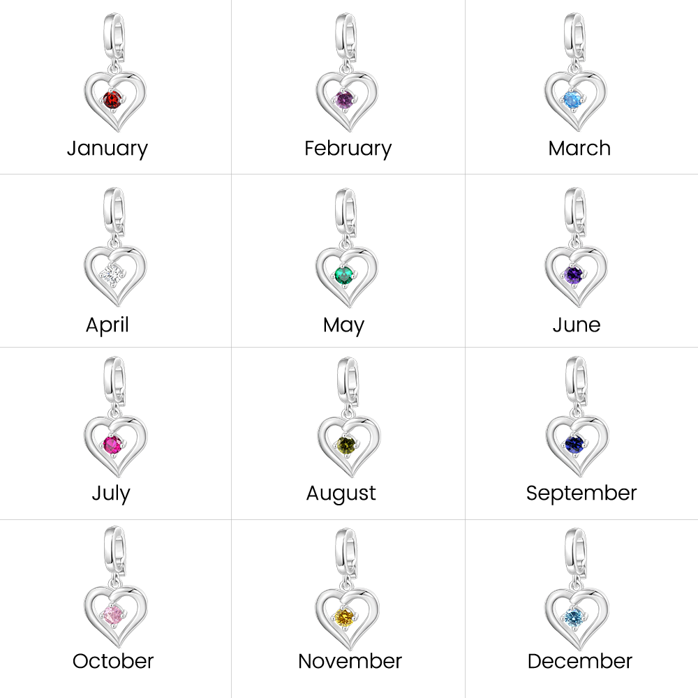 Gnoce Beating Heart Birthstone Clasp Clusters Charm_6