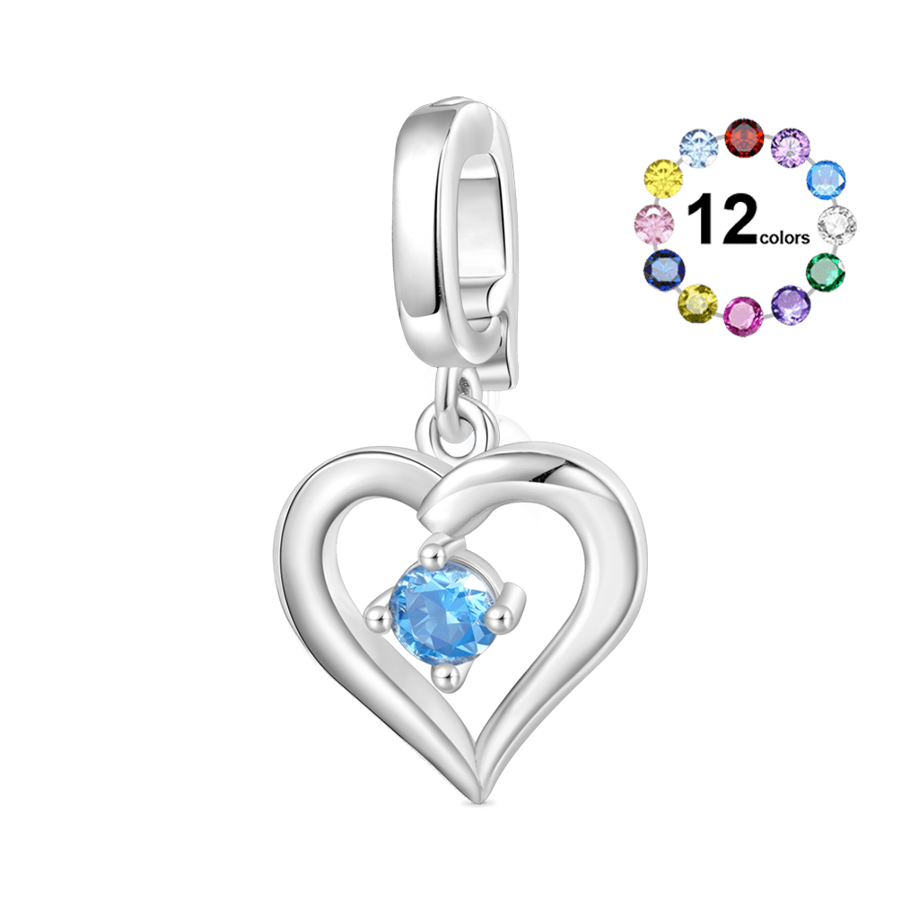 Gnoce Beating Heart Birthstone Clasp Clusters Charm_1