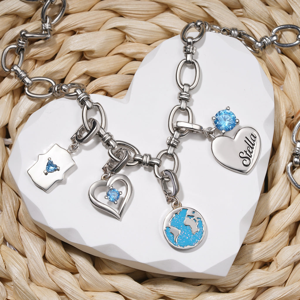 Gnoce Beating Heart Birthstone Clasp Clusters Charm_3