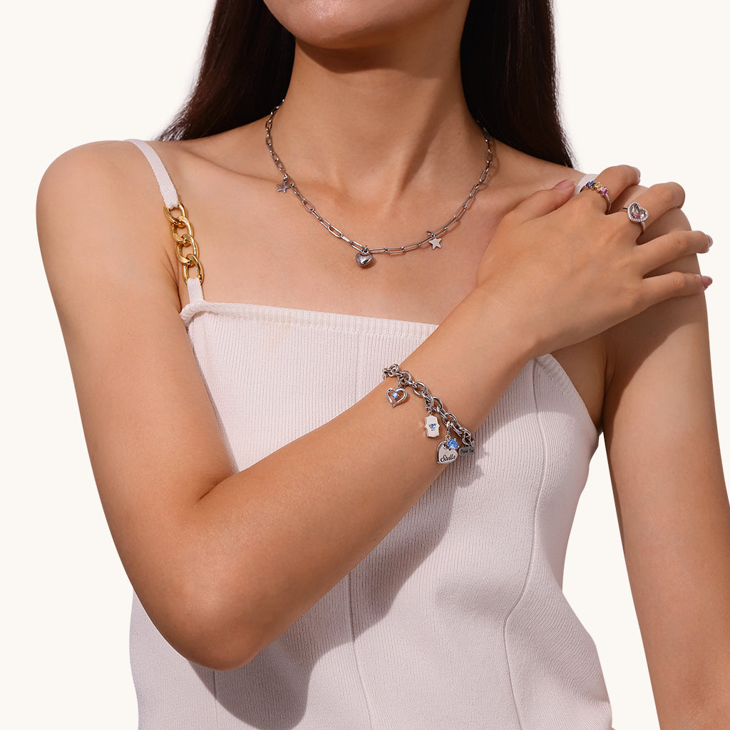 Gnoce Beating Heart Birthstone Clasp Clusters Charm_4