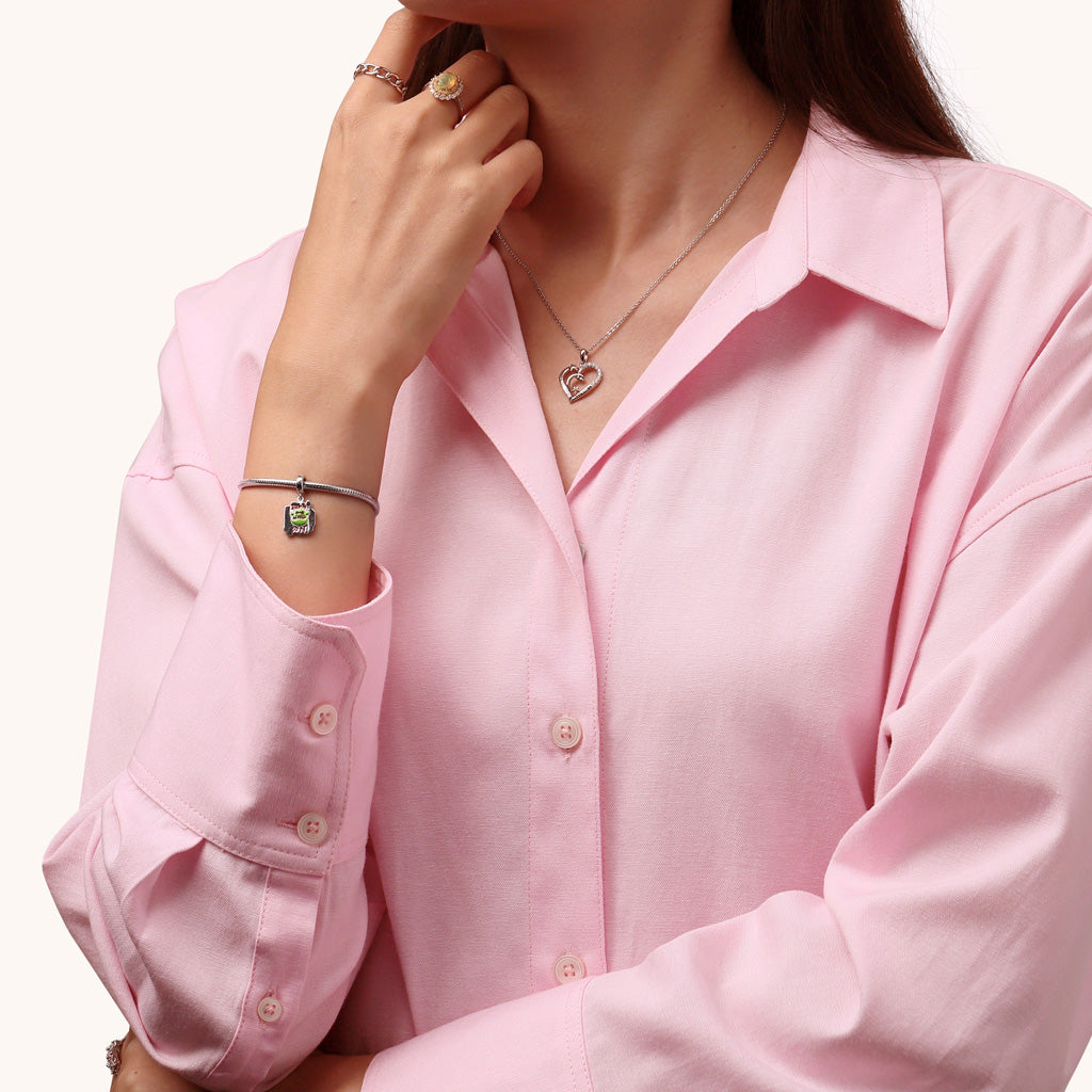 Gnoce Shrek “Beware Ogre” Warning Sign Pendant Dangle Charm_4