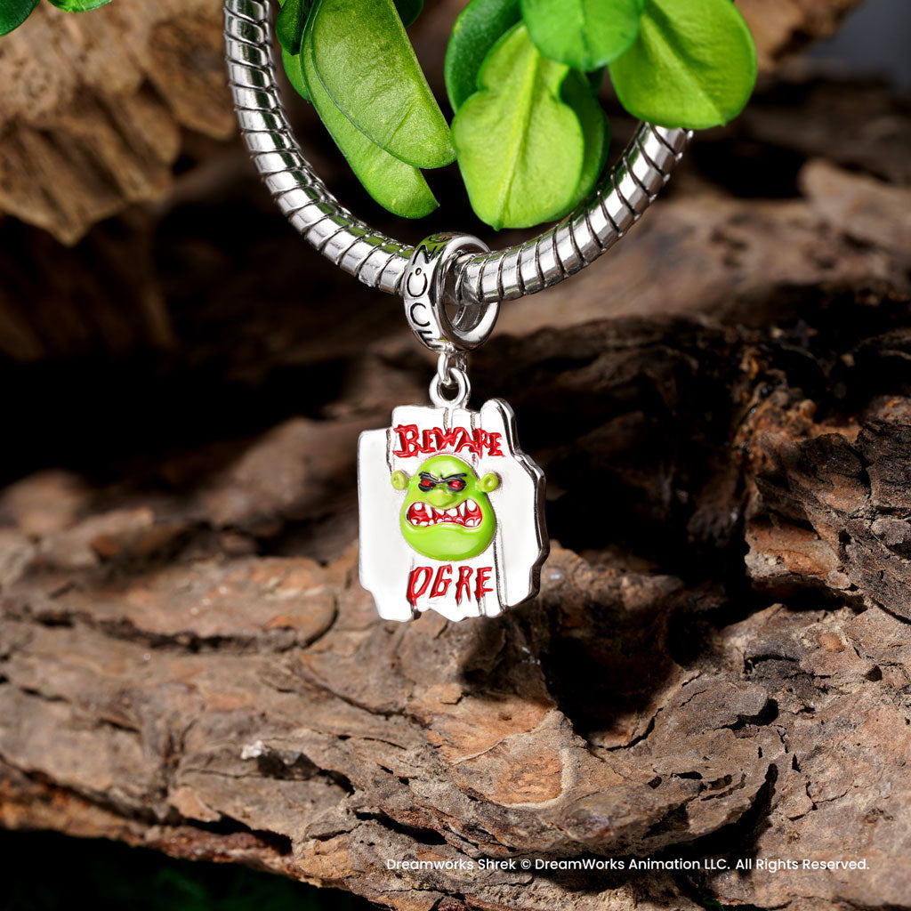 Gnoce Shrek “Beware Ogre” Warning Sign Pendant Dangle Charm_3