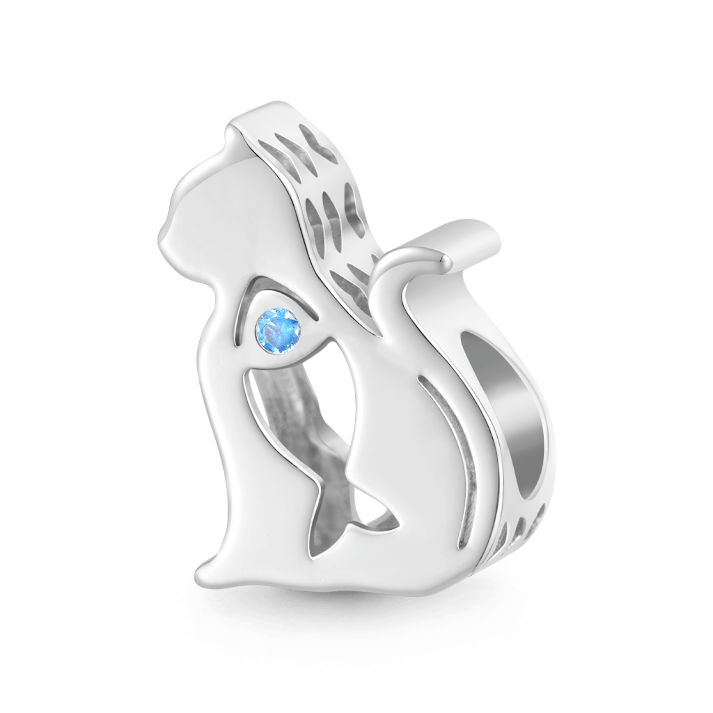 Gnoce Cute Cat Silhouette Birthstone Charm_2