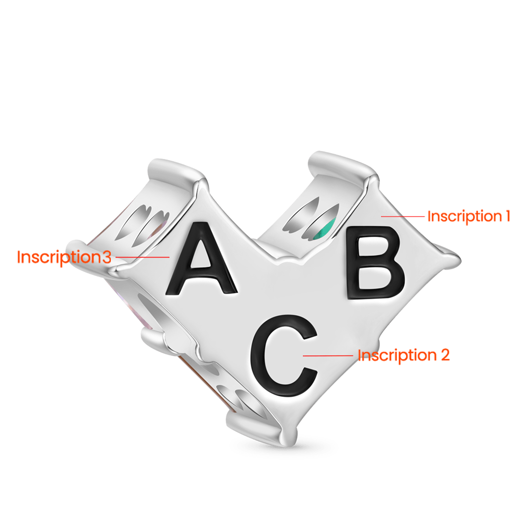 Gnoce Square Birthstone Zircon Splicing Love Engravable Charm_3