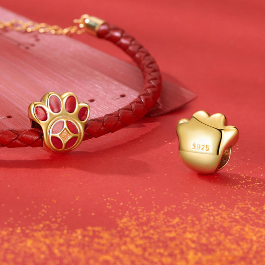 Gnoce Gold Plated Fortune Paw Print Charm_5