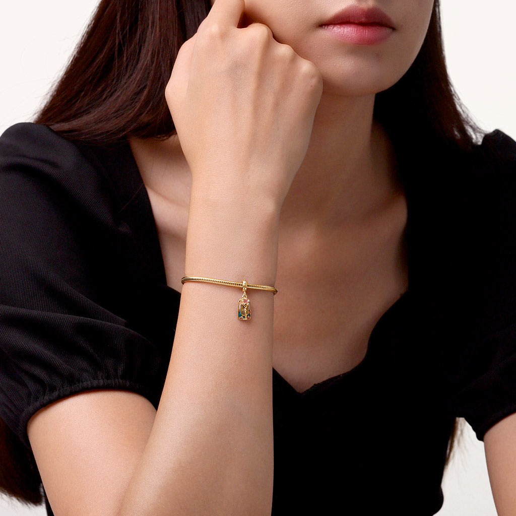 Gnoce 18k Gold Plated Lucky Amulet Ukiyo-e Cherry Blossom Pendant Dangle Charm_4