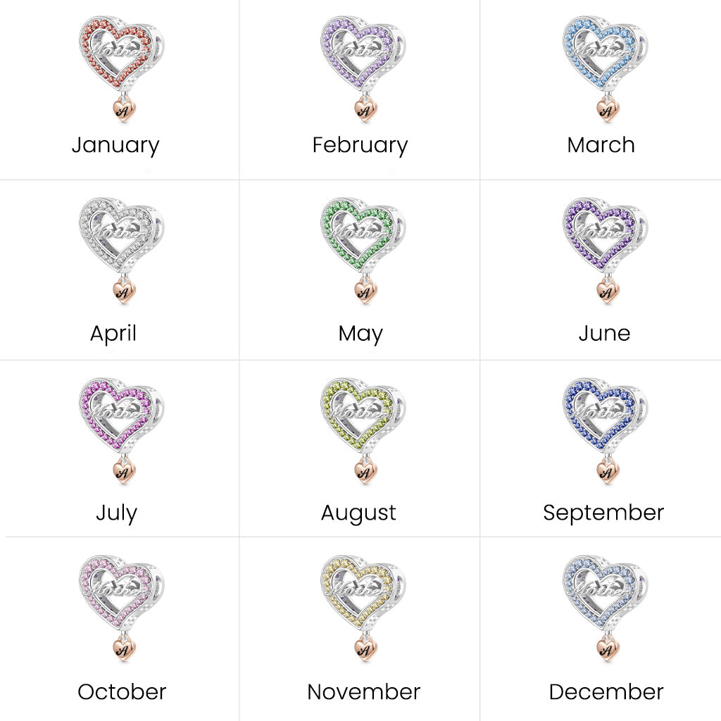 Gnoce Family Members - Mother Personalised Heart Charm_4