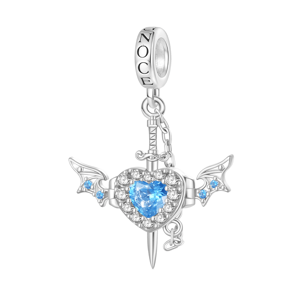 Gnoce Engravable Wounded Heart & Dagger Pendant Dangle Charm_3