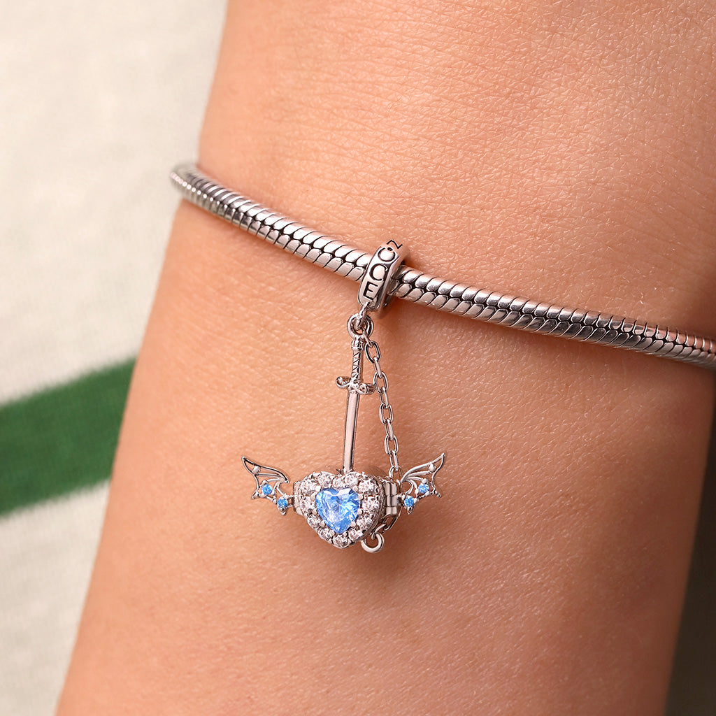 Gnoce Engravable Wounded Heart & Dagger Pendant Dangle Charm_7