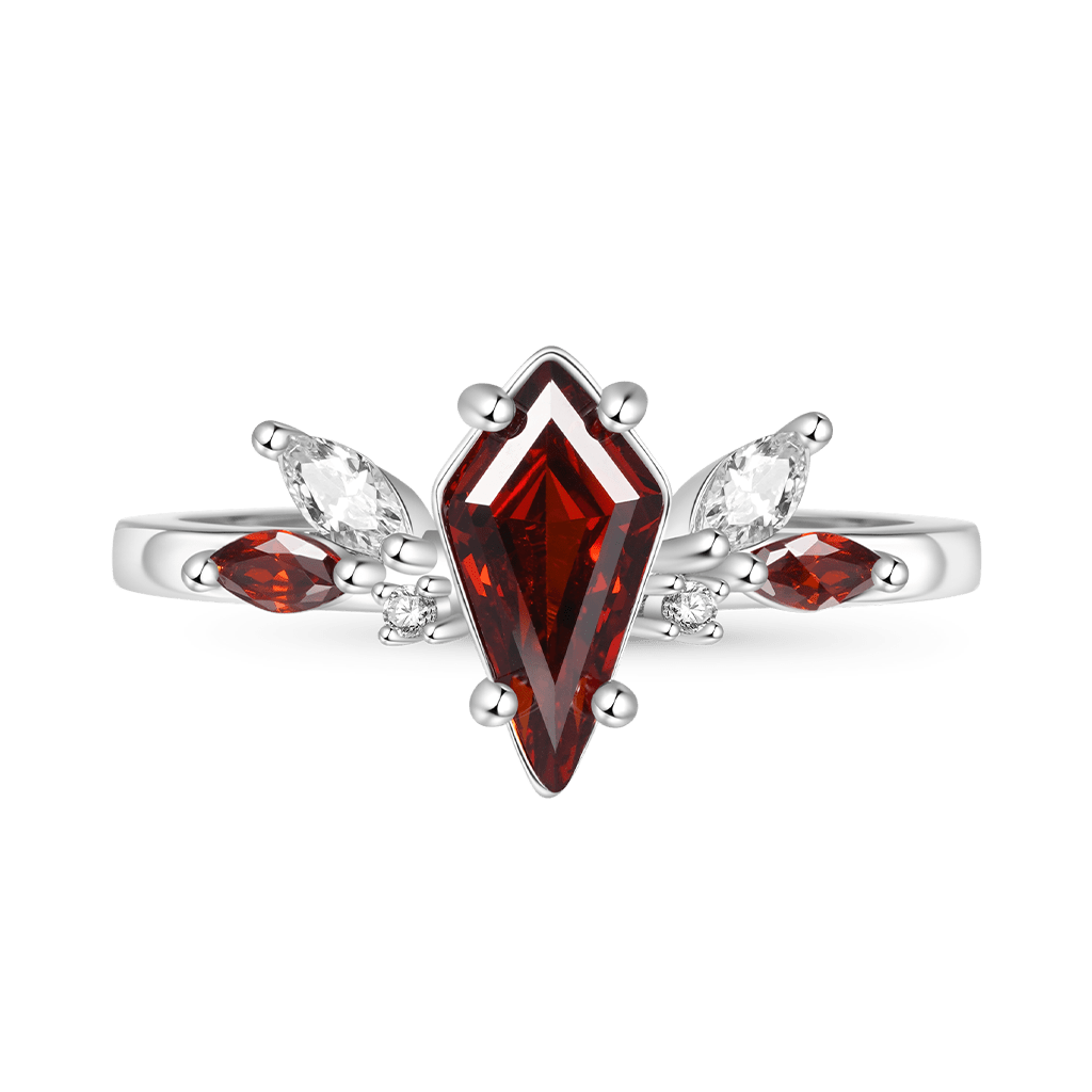 Gnoce Natural Red Garnet Kite Engagement Stackable Rings_3